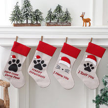 Charger l&#39;image dans la galerie, Christmas Stocking Dog Cat Paw Kids Gift Candy Bag For Christmas Decorations Pet socks big cap I R u f f
