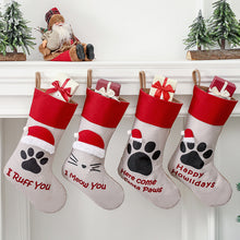 Charger l&#39;image dans la galerie, Christmas Stocking Dog Cat Paw Kids Gift Candy Bag For Christmas Decorations Pet socks small cap H a p p y
