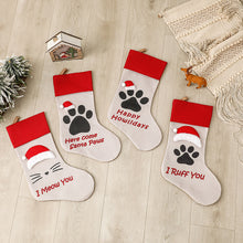 Charger l&#39;image dans la galerie, Christmas Stocking Dog Cat Paw Kids Gift Candy Bag For Christmas Decorations Pet socks big cap I R u f f
