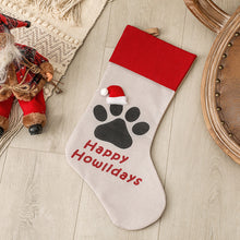 Charger l&#39;image dans la galerie, Christmas Stocking Dog Cat Paw Kids Gift Candy Bag For Christmas Decorations Pet socks small cap H a p p y
