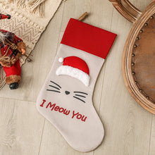 Charger l&#39;image dans la galerie, Christmas Stocking Dog Cat Paw Kids Gift Candy Bag For Christmas Decorations Pet socks small cap H a p p y
