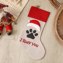 Charger l&#39;image dans la galerie, Christmas Stocking Dog Cat Paw Kids Gift Candy Bag For Christmas Decorations Pet socks big cap I R u f f
