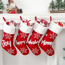 Lade das Bild in den Galerie-Viewer, Christmas  Plush  Socks Non-woven Christmas Party Pendants Christmas Gift Candy Bags Snowflake English socks Joy
