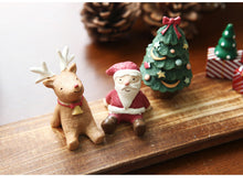 Last inn bildet i Galleri-visningsprogrammet, Christmas  Seriers  Decoration Set Handicraft Christmas Micro Landscape Santa Claus Snowman Animal Resin Ornaments Santa Claus, Snowman, Fawn, Christmas Tree with Bowknot
