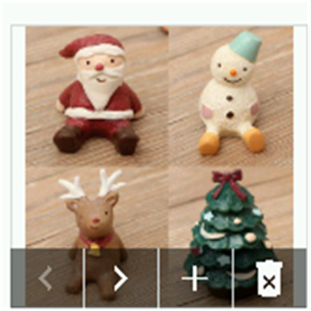 Christmas  Seriers  Decoration Set Handicraft Christmas Micro Landscape Santa Claus Snowman Animal Resin Ornaments Santa Claus, Snowman, Fawn, Christmas Tree with Bowknot