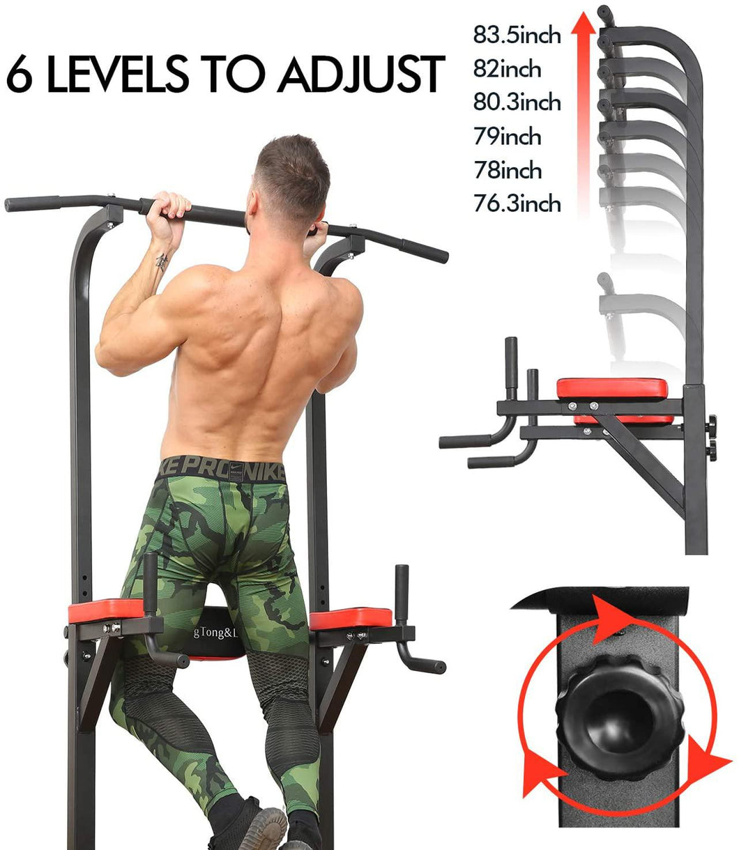 BangTong&Li Power Tower Workout Pull Up & Dip Station Adjustable Multi-Function Home Gym Fitness Equipment 131*40*16