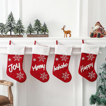 Carica l&#39;immagine nel visualizzatore di Gallery, Christmas  Plush  Socks Non-woven Christmas Party Pendants Christmas Gift Candy Bags Snowflake English socks Joy
