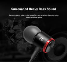 Load image into Gallery viewer, Earphones Metal Heavy Bass Stereo Wired Headset In-ear Microphone Gaming Headset Black
