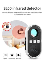 Carica l&#39;immagine nel visualizzatore di Gallery, Micro  Camera  Detector S200 Anti-candid Anti-theft Infrared Detector Emergency Flashlight Alarm Black
