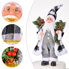 Charger l&#39;image dans la galerie, Christmas  Doll Standing Pose Santa Claus Pine Leaves Handheld Christmas Decorations Resin Standing Santa Claus Red
