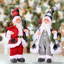 Charger l&#39;image dans la galerie, Christmas  Doll Standing Pose Santa Claus Pine Leaves Handheld Christmas Decorations Resin Standing Santa Claus Gray
