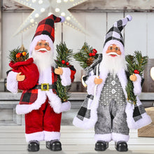 Charger l&#39;image dans la galerie, Christmas  Doll Standing Pose Santa Claus Pine Leaves Handheld Christmas Decorations Resin Standing Santa Claus Red
