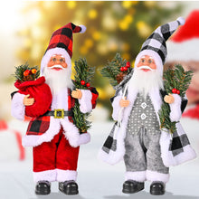 Load image into Gallery viewer, Christmas  Doll Standing Pose Santa Claus Pine Leaves Handheld Christmas Decorations Resin Standing Santa Claus Red
