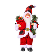 Charger l&#39;image dans la galerie, Christmas  Doll Standing Pose Santa Claus Pine Leaves Handheld Christmas Decorations Resin Standing Santa Claus Red
