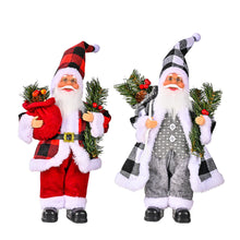 Charger l&#39;image dans la galerie, Christmas  Doll Standing Pose Santa Claus Pine Leaves Handheld Christmas Decorations Resin Standing Santa Claus Gray
