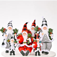 Charger l&#39;image dans la galerie, Christmas  Doll Standing Pose Santa Claus Pine Leaves Handheld Christmas Decorations Resin Standing Santa Claus Gray
