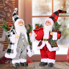 Charger l&#39;image dans la galerie, Christmas  Doll Standing Pose Santa Claus Pine Leaves Handheld Christmas Decorations Resin Standing Santa Claus Gray
