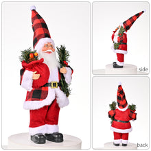 Load image into Gallery viewer, Christmas  Doll Standing Pose Santa Claus Pine Leaves Handheld Christmas Decorations Resin Standing Santa Claus Red
