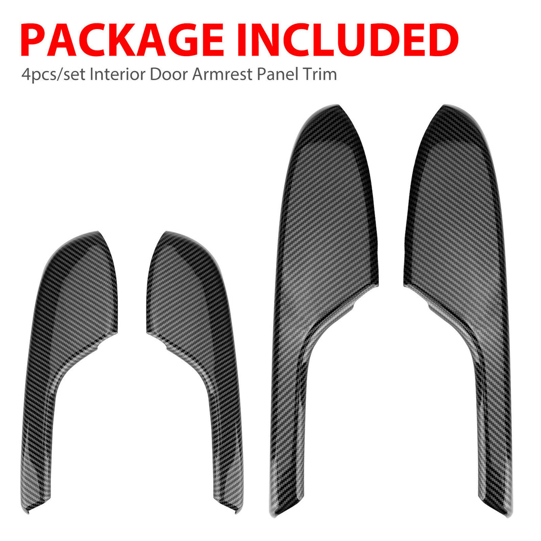 4 Pcs/set Interior  Door  Armrest  Panel  Trim  Cover Carbon Fiber Pattern Interior Patch For Civic 2016-2020 Carbon black