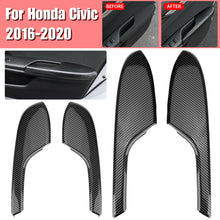 Load image into Gallery viewer, 4 Pcs/set Interior  Door  Armrest  Panel  Trim  Cover Carbon Fiber Pattern Interior Patch For Civic 2016-2020 Carbon black
