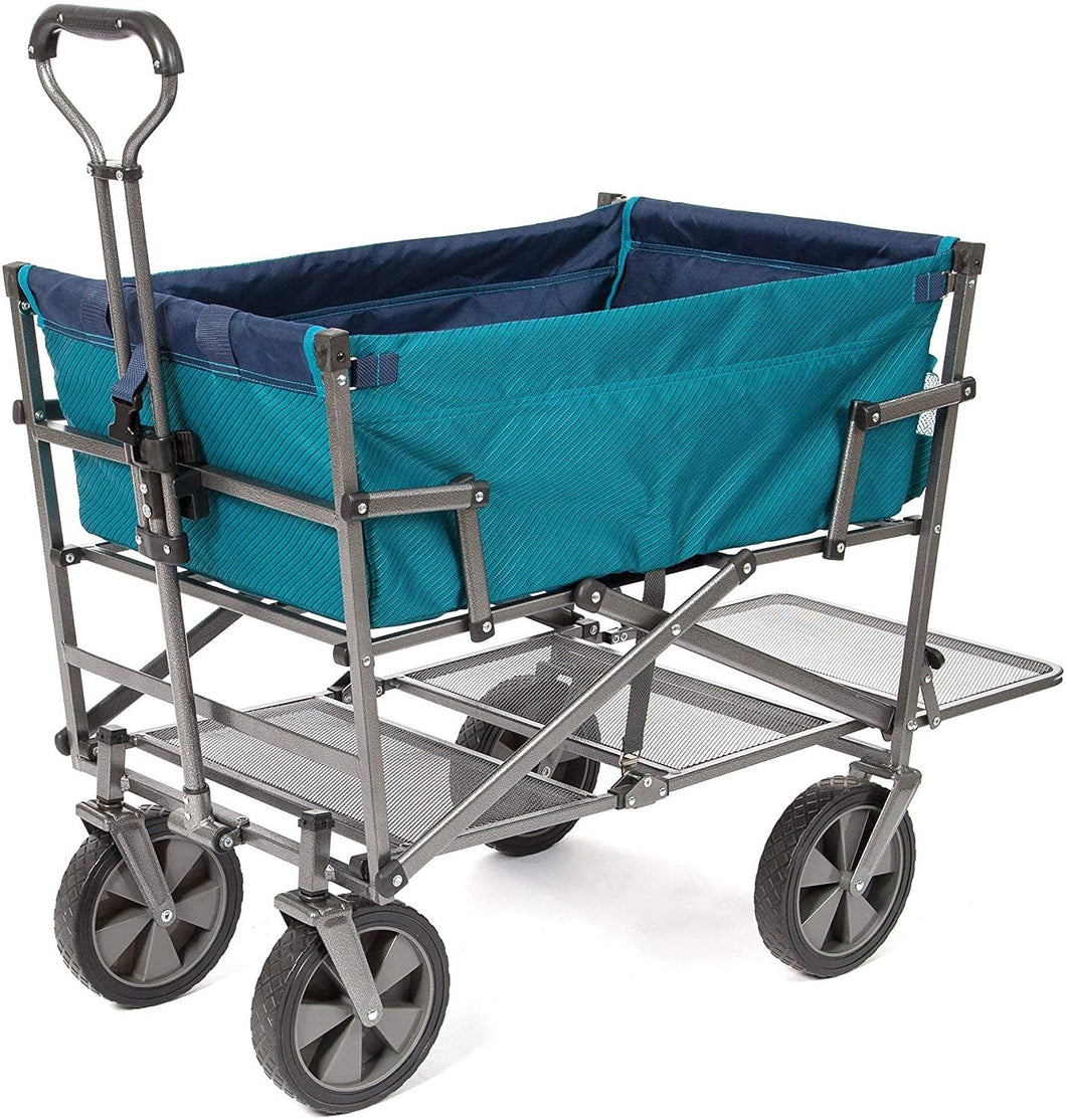 Mac Sports Heavy Duty Steel Double Decker Collapsible Yard Cart Wagon 53*21*76