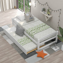 Load image into Gallery viewer, Twin Size Sofa  Bed Wooden Daybed With Trundle Household Furniture Room Accessories White
