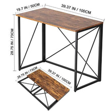 Cargar imagen en el visor de la galería, 40&quot;&quot; Writing Computer  Desk Space Saving Foldable Table Folding Desk No Assembly Required Brown
