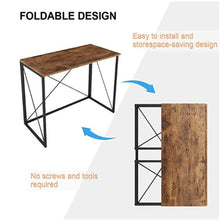 Cargar imagen en el visor de la galería, 40&quot;&quot; Writing Computer  Desk Space Saving Foldable Table Folding Desk No Assembly Required Brown
