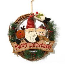 Cargar imagen en el visor de la galería, Christmas  Wreath Santa Claus Snowman Door Hanging Round Wooden Pendant Christmas Ring CX17086 Elderly Group
