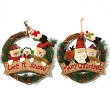 Cargar imagen en el visor de la galería, Christmas  Wreath Santa Claus Snowman Door Hanging Round Wooden Pendant Christmas Ring CX17086 Elderly Group
