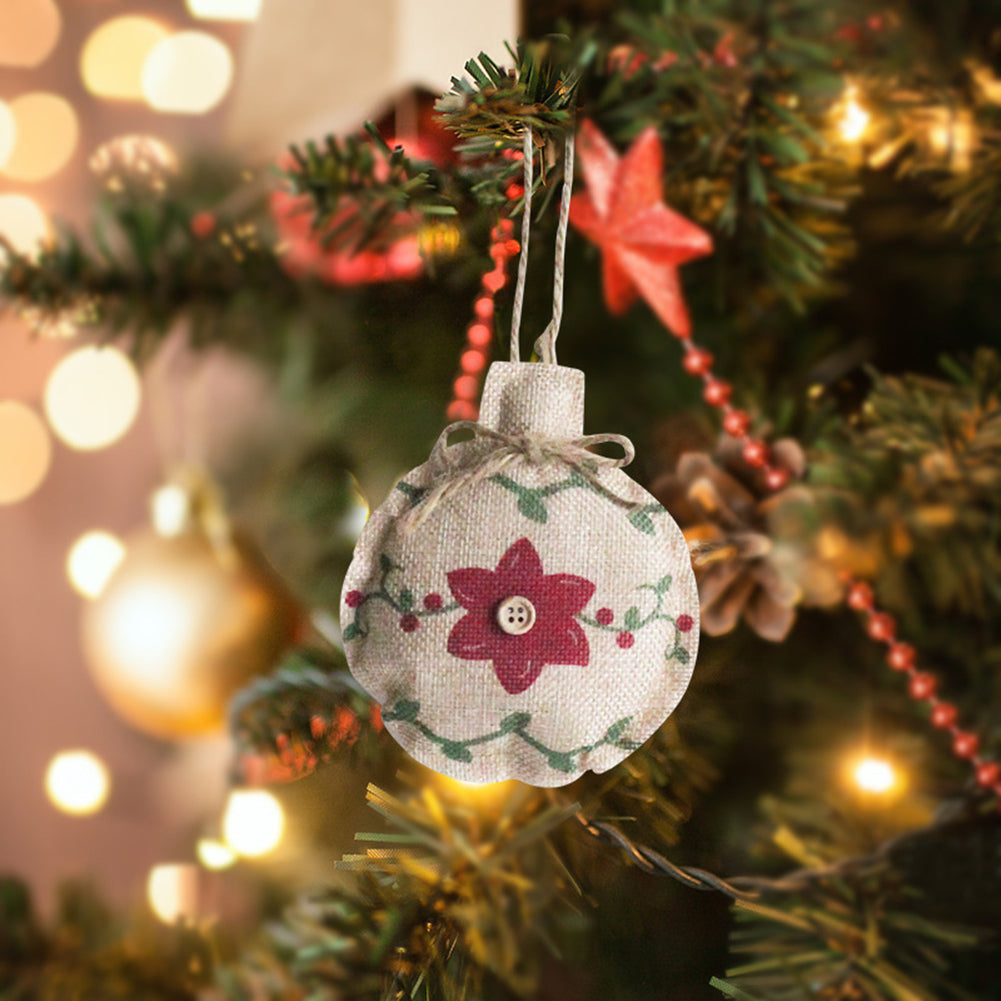 Linen Christmas  Tree  Ornaments Pendant Shopping Mall Decoration New Year Hanging Gifts Round ball