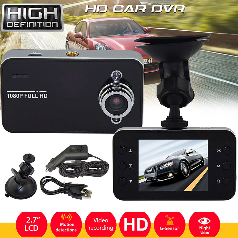 K6000 Hd 1080p Driving  Recorder With Lamp Night Vision Car Surveillance Camera Recorder Black