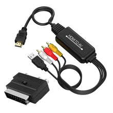 Cargar imagen en el visor de la galería, Hdmi-compaatible To 3RCA Scart 2-in-1 Adapter  Cable 1.5m Gold-plated Connectors Black
