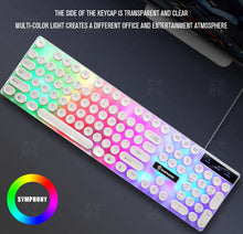 Load image into Gallery viewer, Mouse Keyboard Set Wired Colorful Backlit, 1 Set, USB Ergonomic Gaming 108 Keys Keyboard 3D Rollers Mouse Black suit
