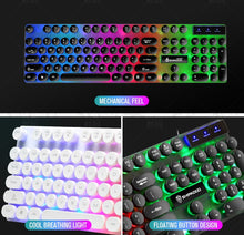 Load image into Gallery viewer, Mouse Keyboard Set Wired Colorful Backlit, 1 Set, USB Ergonomic Gaming 108 Keys Keyboard 3D Rollers Mouse Black suit
