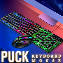 Load image into Gallery viewer, Mouse Keyboard Set Wired Colorful Backlit, 1 Set, USB Ergonomic Gaming 108 Keys Keyboard 3D Rollers Mouse Black suit
