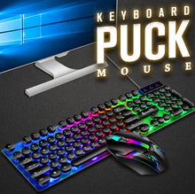 Load image into Gallery viewer, Mouse Keyboard Set Wired Colorful Backlit, 1 Set, USB Ergonomic Gaming 108 Keys Keyboard 3D Rollers Mouse Black suit
