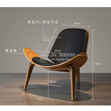 Carica l&#39;immagine nel visualizzatore di Gallery, High Quality Solid Wood Three-Legged Shell Chair Ash Plywood Black Faux Leather Living Room Furniture  Modern Leisure Chair
