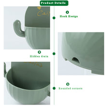 Charger l&#39;image dans la galerie, Cactus Shape Drain Household Soap  Dish Wall-mounted Bathroom Free Punch Soap Box Case Container Dark green
