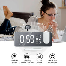 Load image into Gallery viewer, 7.5-inch Led Digital Projector Projection Snooze 2 Alarm Clock Fm Radio Timer Black and blue
