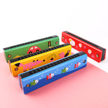 Load image into Gallery viewer, Harmonica Children Wooden Cartoon Painted Harmonica Kindergarten Fun Puzzle Educational Toys Blue giraffe
