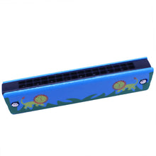 Last inn bildet i Galleri-visningsprogrammet, Harmonica Children Wooden Cartoon Painted Harmonica Kindergarten Fun Puzzle Educational Toys Blue giraffe
