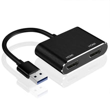 Load image into Gallery viewer, Usb 3.0 To Dual Hdmi-compatible Hub Usb Adapter Audio Video Connection  Cable black
