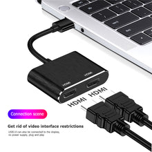 Load image into Gallery viewer, Usb 3.0 To Dual Hdmi-compatible Hub Usb Adapter Audio Video Connection  Cable black
