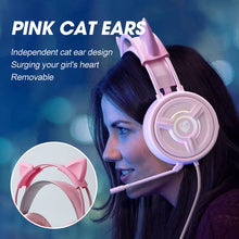 Load image into Gallery viewer, PSH-200 Wired Headset Stereo Sound Noise Reduction Cat Ear-shaped Hifi Colourful Light Headset White 3.5MM version
