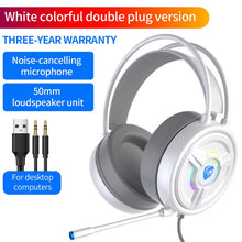 Load image into Gallery viewer, PSH-200 Wired Headset Stereo Sound Noise Reduction Cat Ear-shaped Hifi Colourful Light Headset White 3.5MM version
