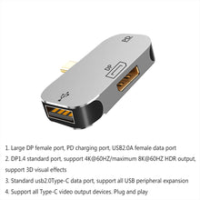 Last inn bildet i Galleri-visningsprogrammet, Connector Metal Type C To DP 4k@60hz/ Maximum 8k@60hz HDR Output PD USB 2.0 3 In 1 Adapter Grey
