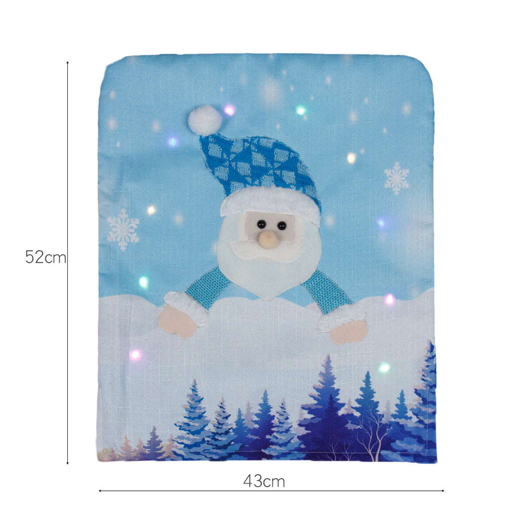 Non-woven Fabric Christmas Chair  Cover With Light Old Man Snowman Luminous Home Hotel Restaurant Chair Cover Decoration Luminous old man