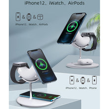 Carica l&#39;immagine nel visualizzatore di Gallery, 3 In 1 Magnetic Mobile Phone Headset Watch Wireless  Charger Qi Fast Charging Stand Station White
