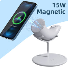 Carica l&#39;immagine nel visualizzatore di Gallery, 3 In 1 Magnetic Mobile Phone Headset Watch Wireless  Charger Qi Fast Charging Stand Station black
